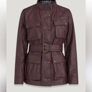 Belstaff Women's Roadmaster Burgundy Waxed Cotton Jacket, size M
